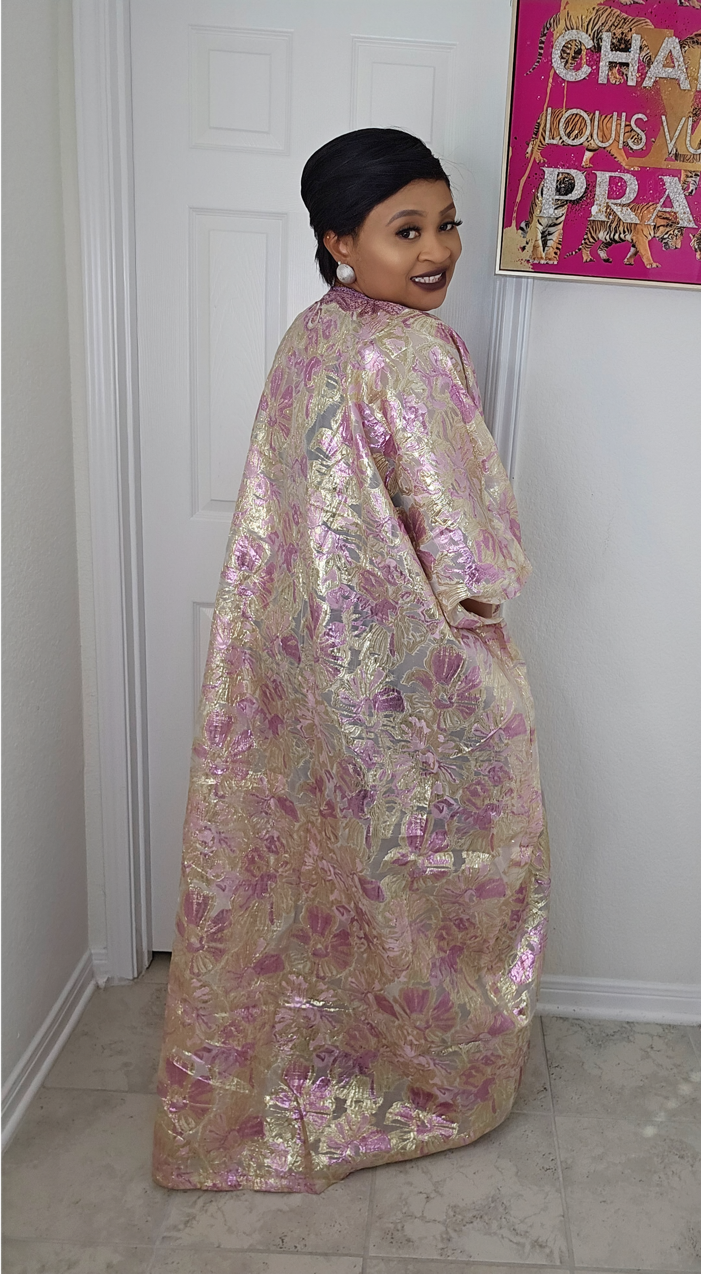 High Quality European Damask Brocade Cupion Agbada  Rich Aunty Luxurious  Agbada Bubu Maxi Dress Kaftan Dress fully embroidered with Matching Scarf