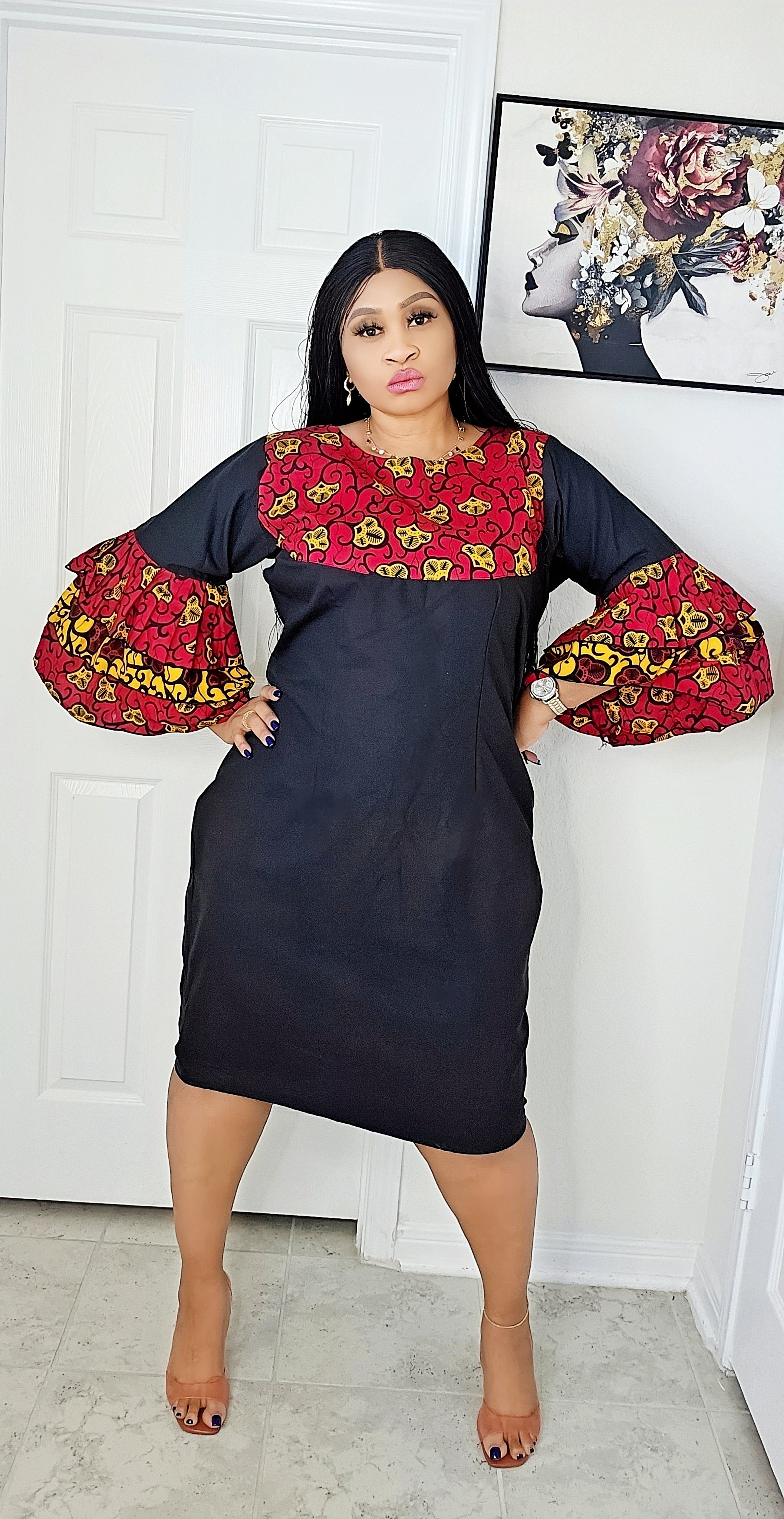 Maya  Dress with Ankara butterfly