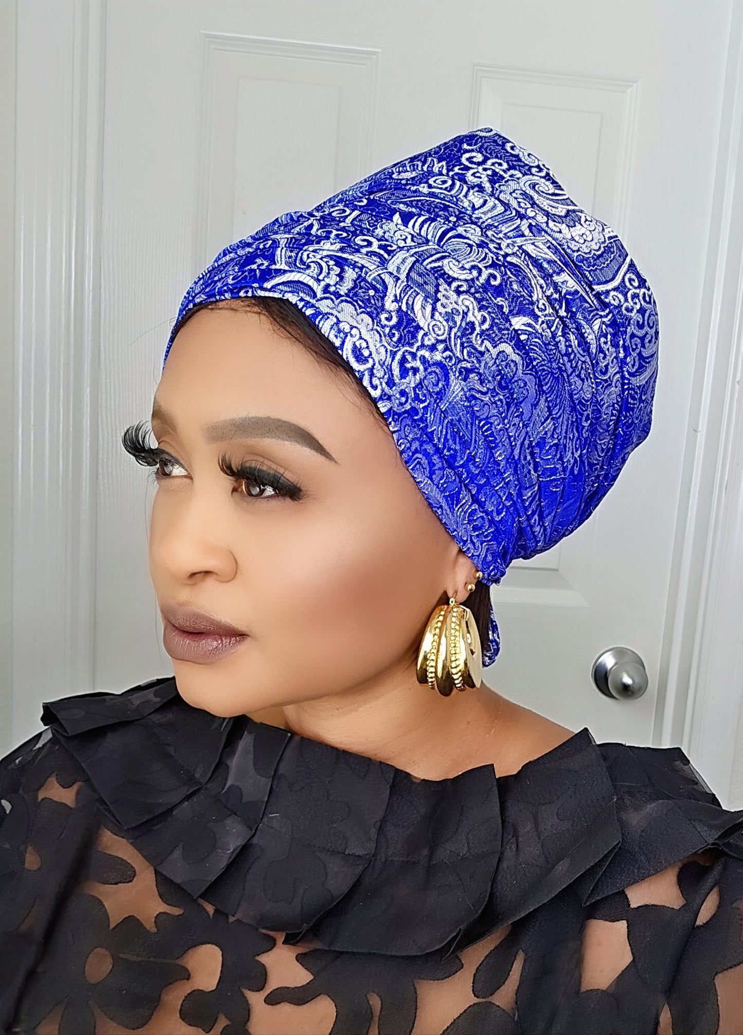 Rich Aunty Brocade Gele Cap Turban