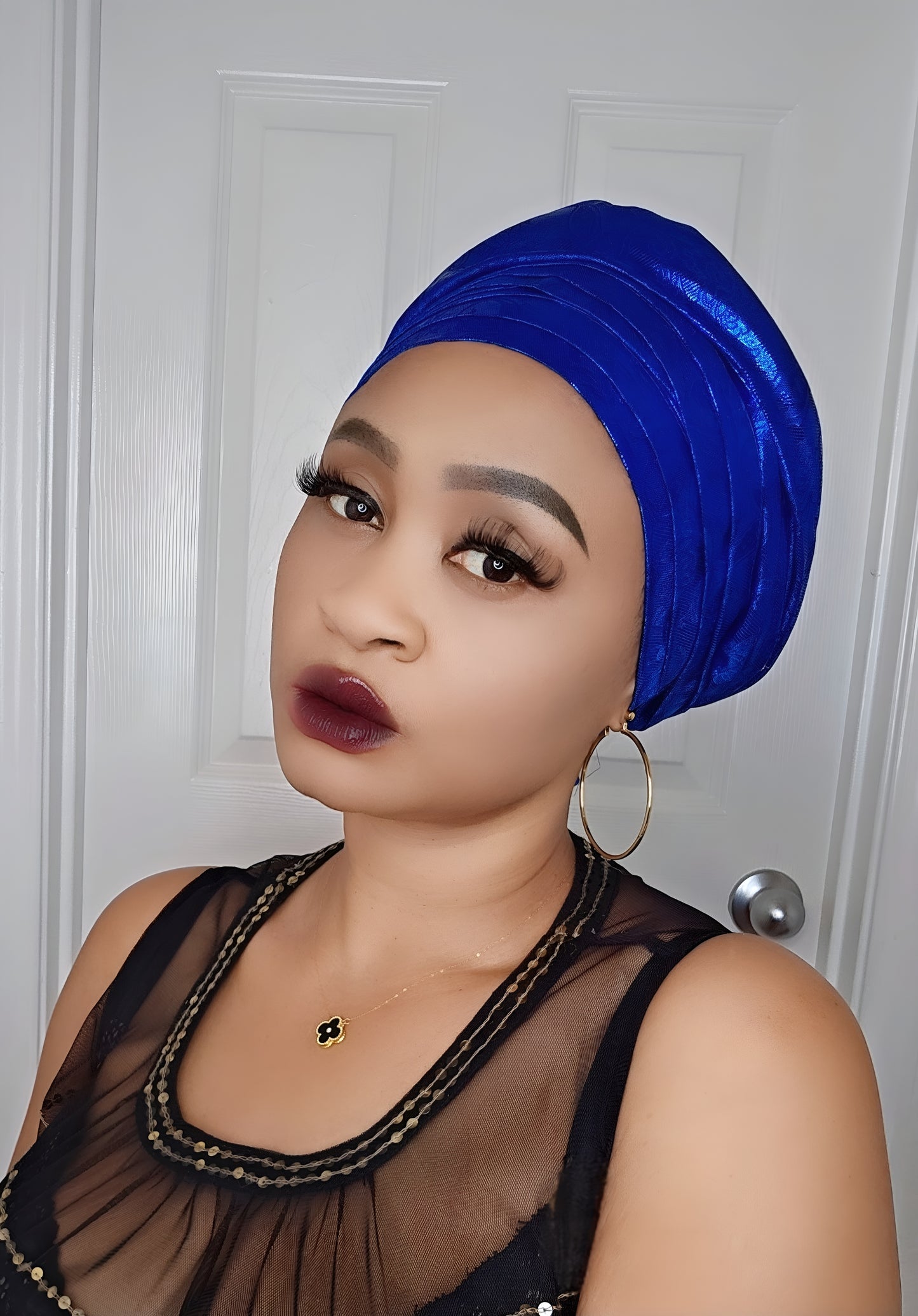 Rich Aunty Brocade Gele Cap Turban