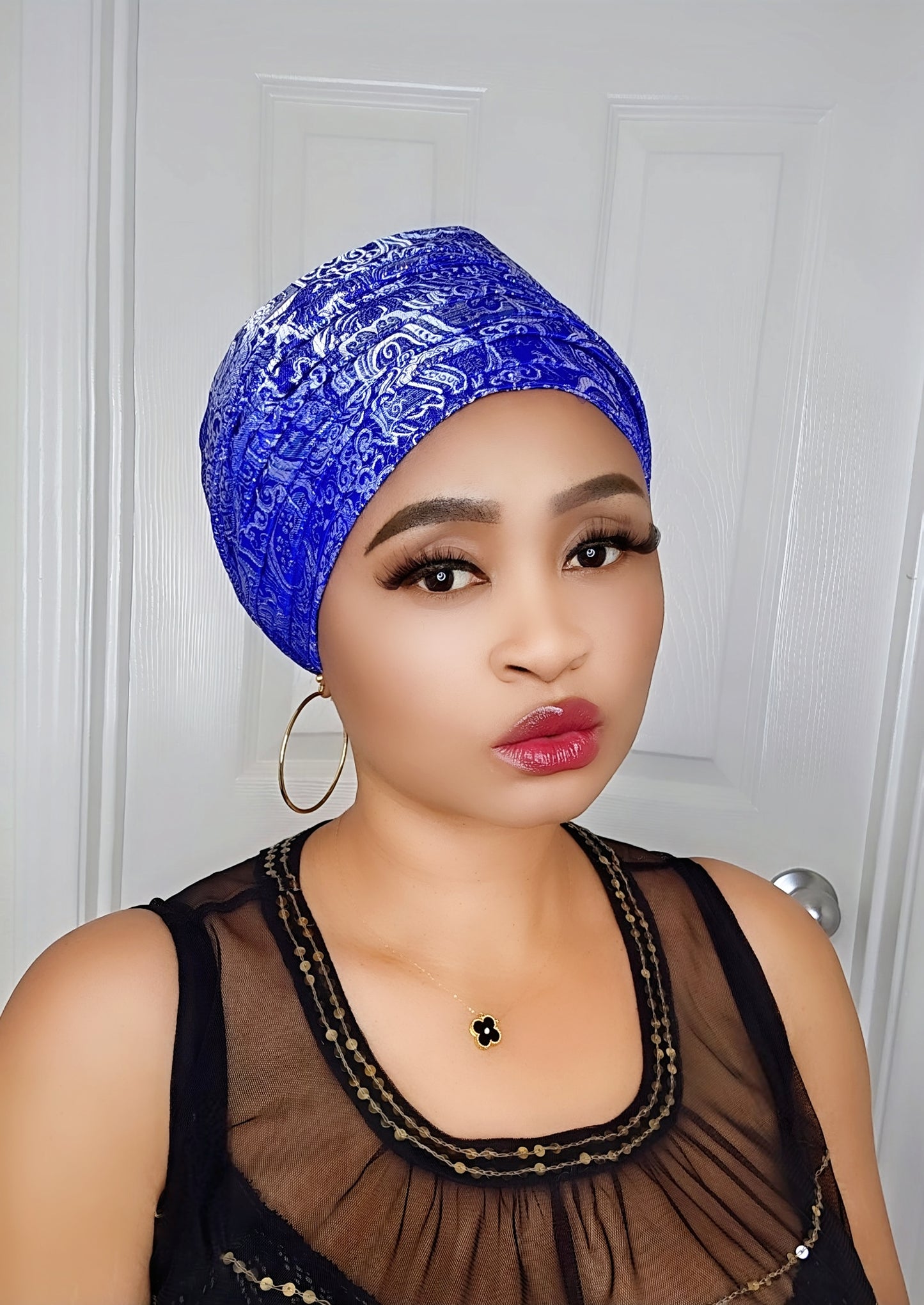 Rich Aunty Brocade Gele Cap Turban