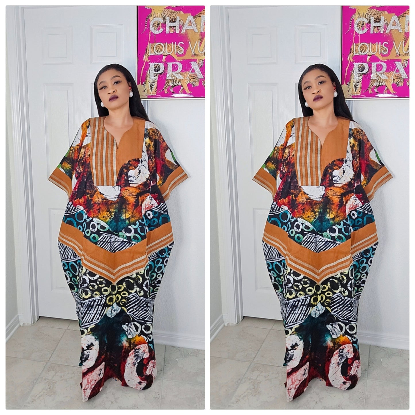 OBIM Patches Bubu Dress With Aso-Oke