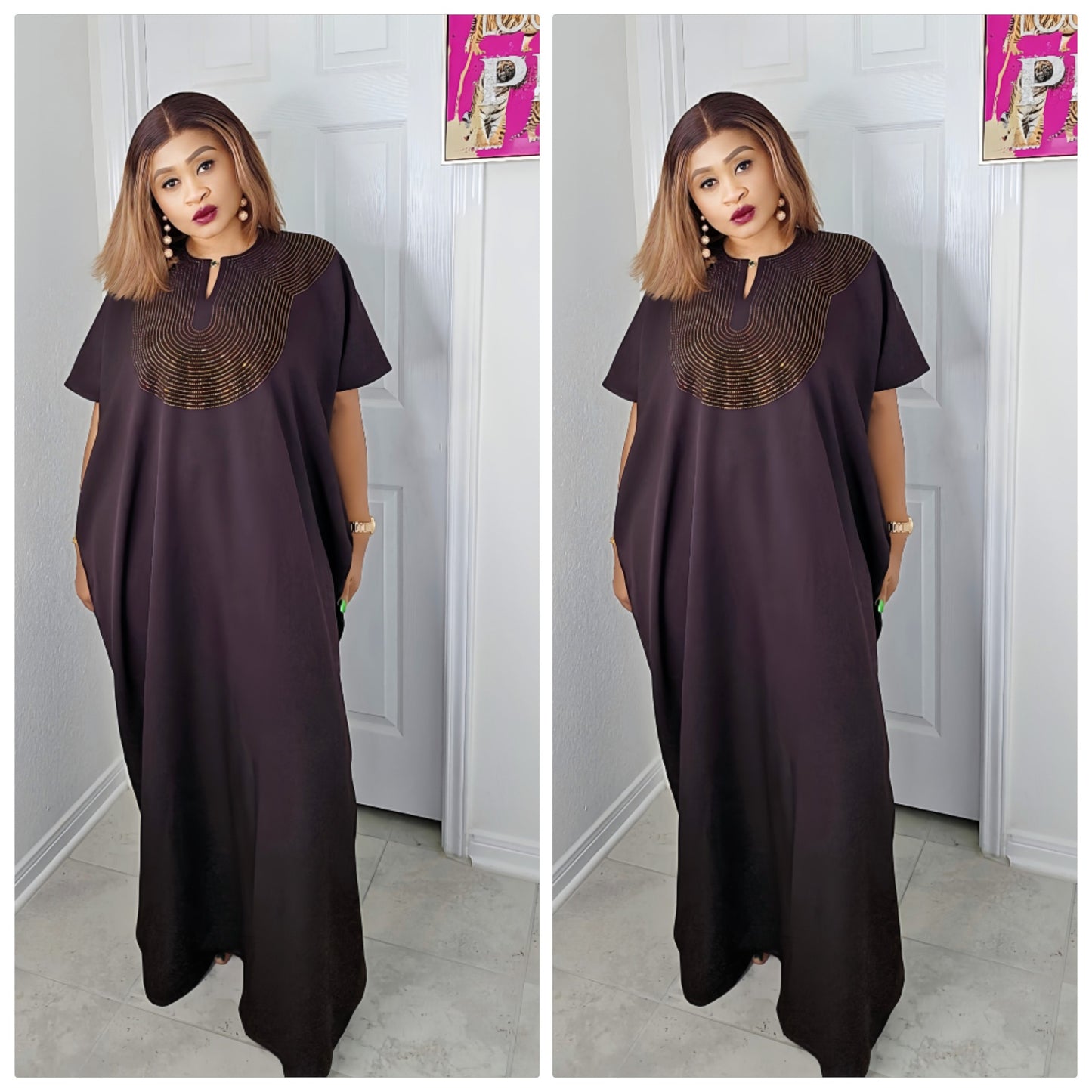 CHIC  BOUBOU SPARKLY KAFTAN WITH HIDDEN SIDES POCKETS 4 ( BESTSELLER)