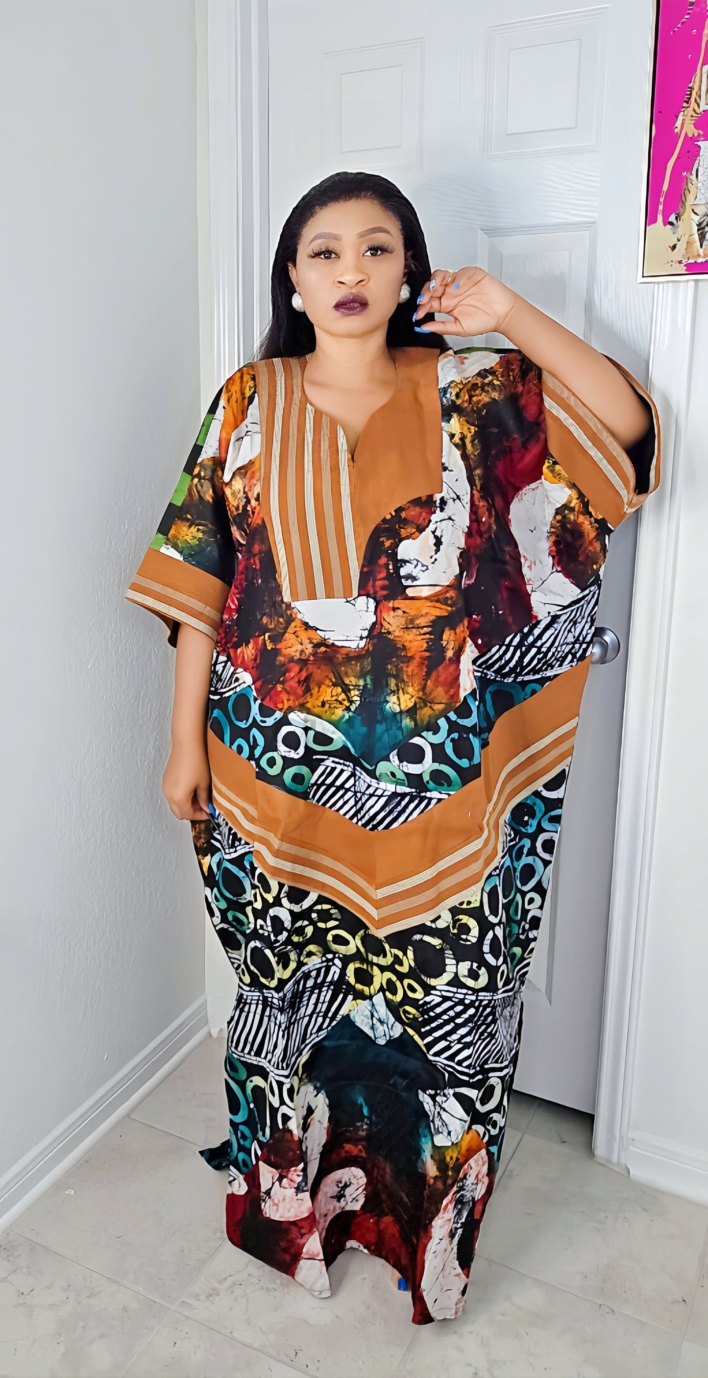 OBIM Patches Bubu Dress With Aso-Oke