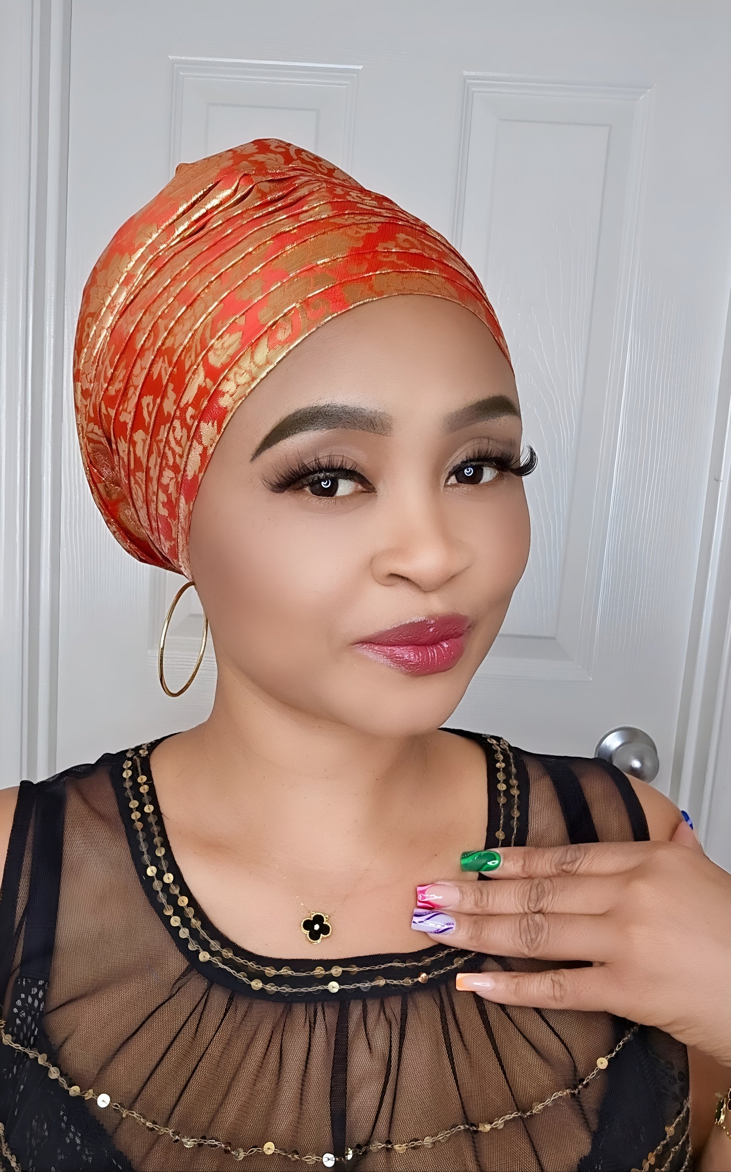 Rich Aunty Brocade Gele Cap Turban