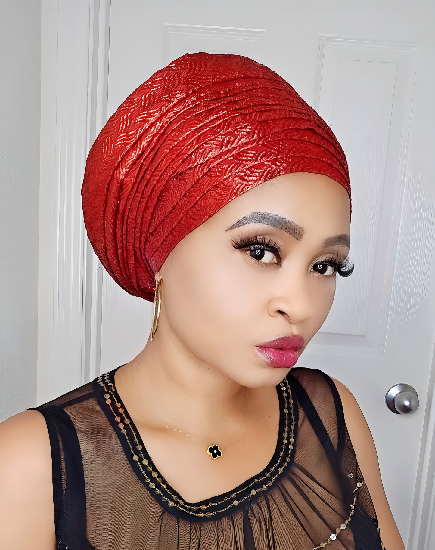 Rich Aunty Brocade Gele Cap Turban