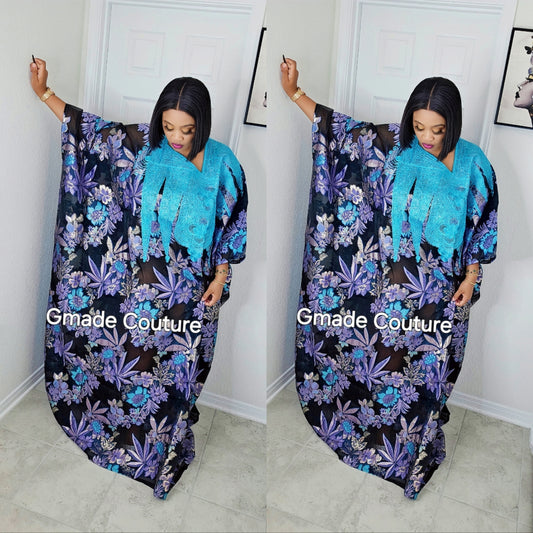 High Quality European Damask Brocade Agbada  Rich Aunty Luxurious  Agbada Bubu Maxi Dress Kaftan Dress fully embroidered with Matching Scarf