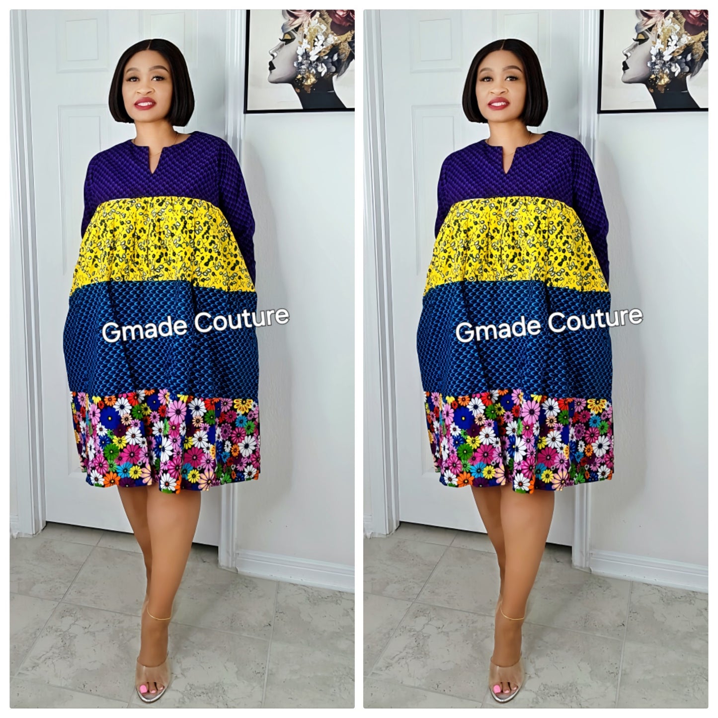 GMADE Patch Ankara print free size Dress