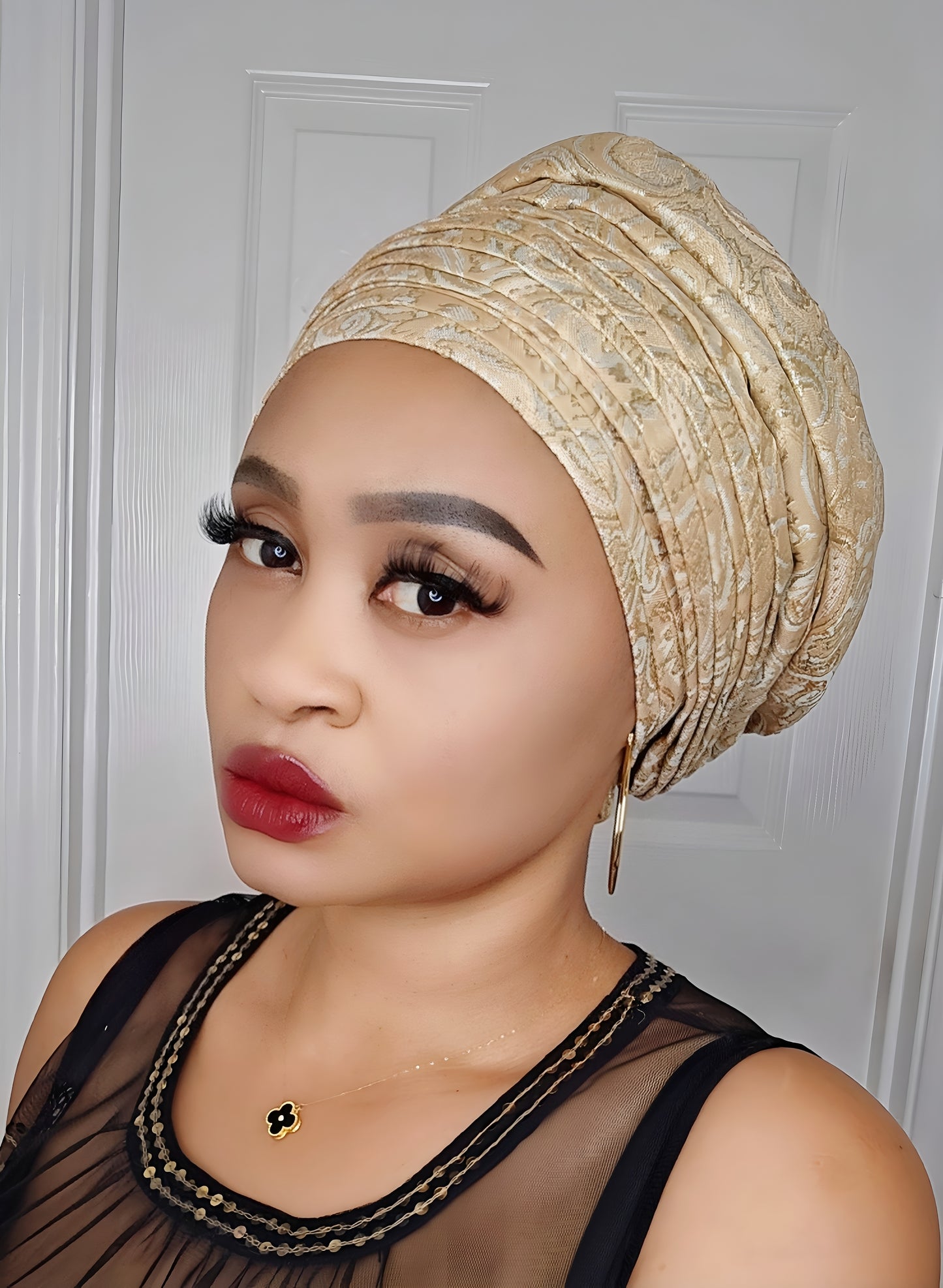 Rich Aunty Brocade Gele Cap Turban