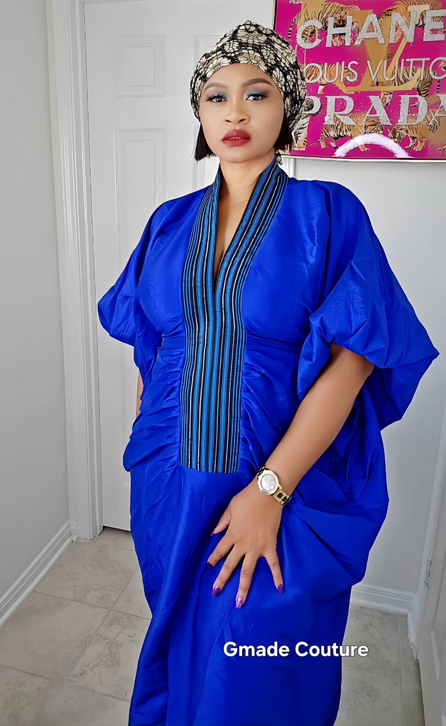 Zara Rich Aunty Bubu Dress With Aso-Oke Neckline