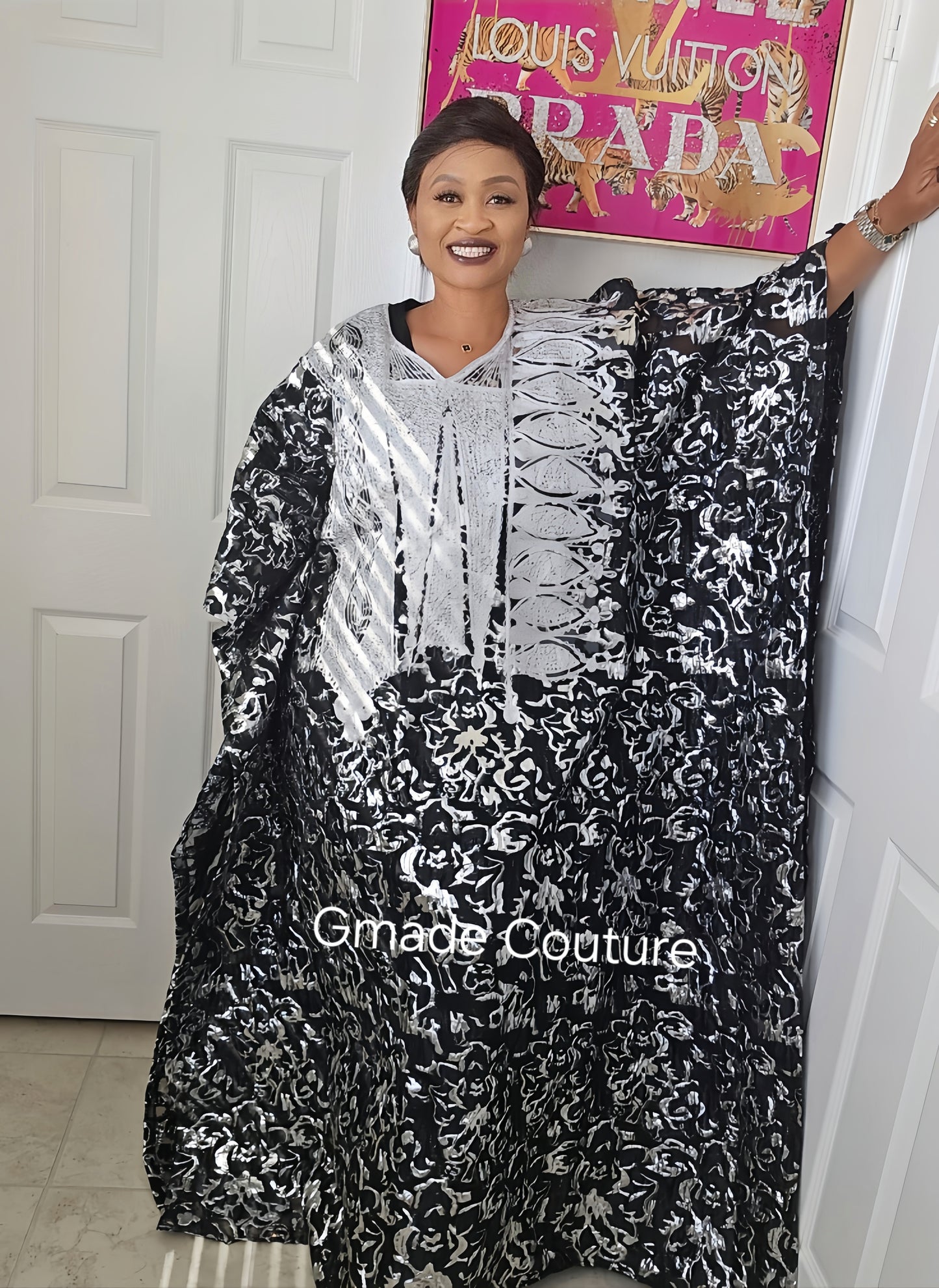 High Quality European Damask Brocade Agbada  Rich Aunty Luxurious  Agbada Bubu Maxi Dress Kaftan Dress fully embroidered with Matching Scarf