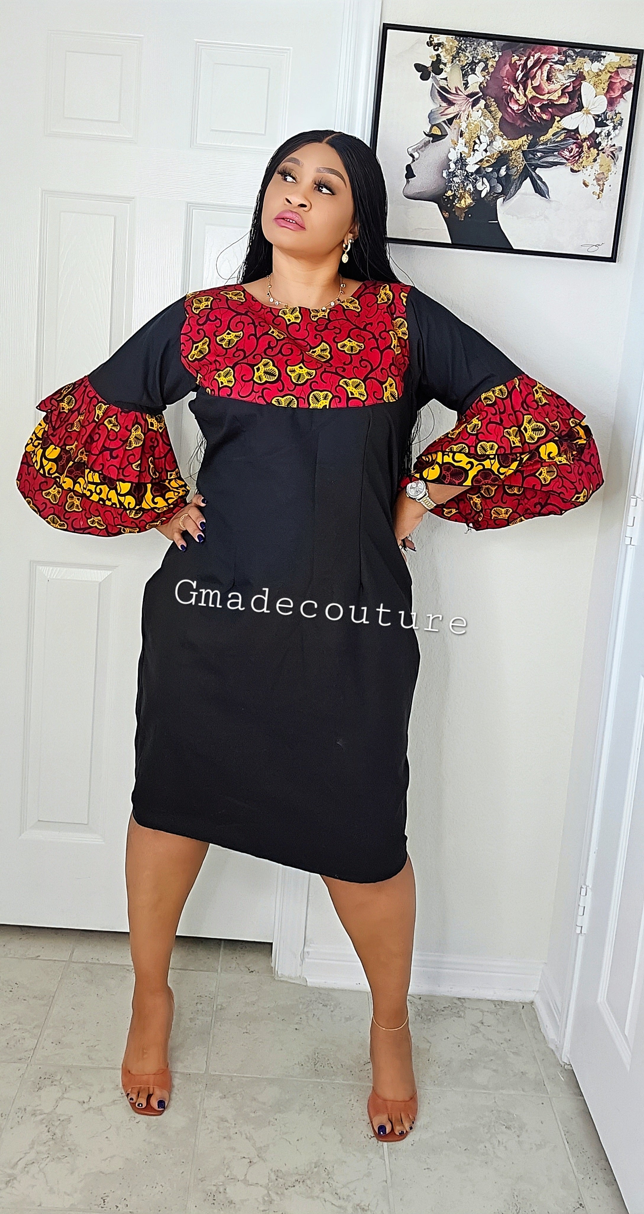 Maya  Dress with Ankara butterfly