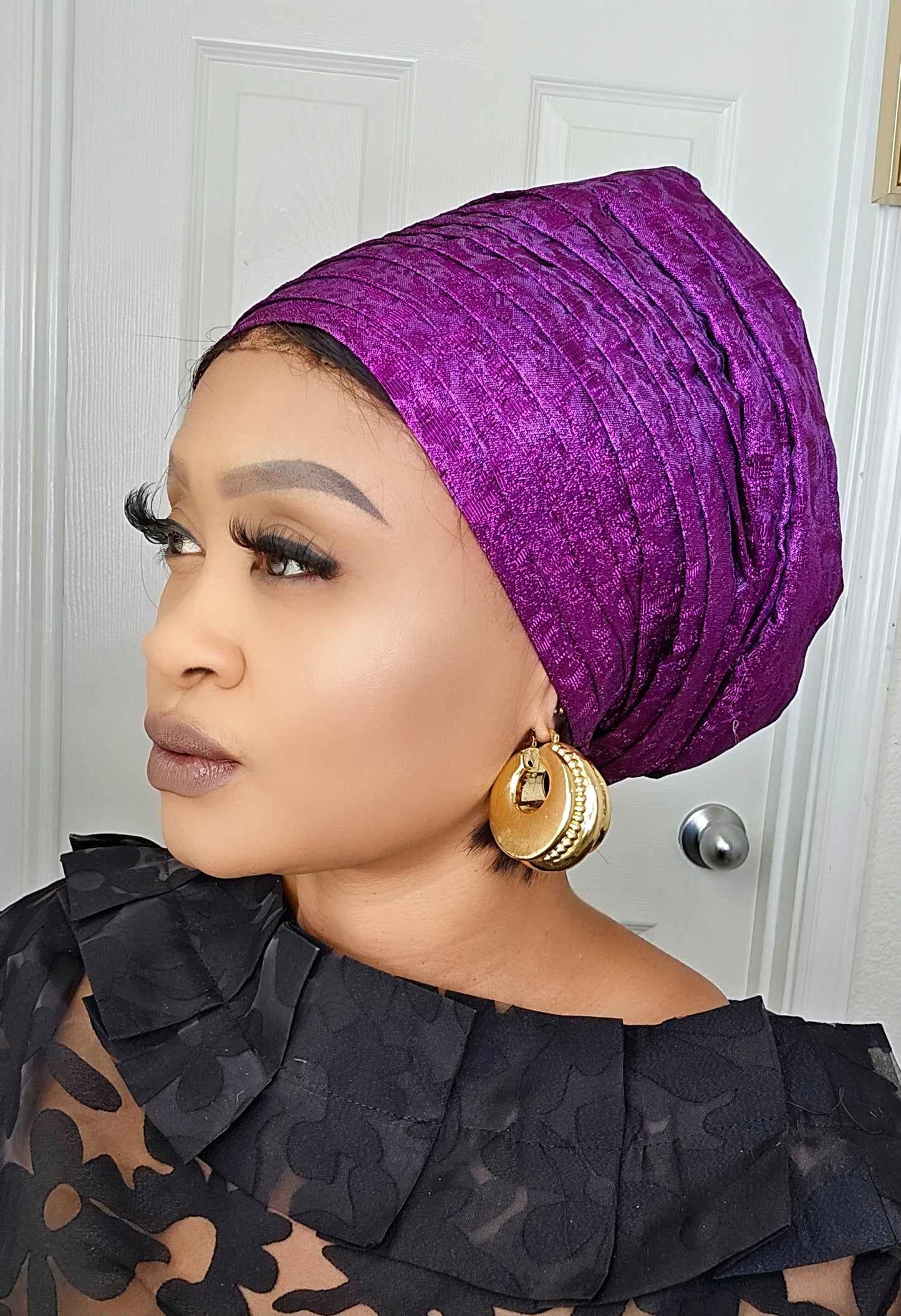 Rich Aunty Brocade Gele Cap Turban