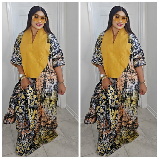 TARI BUBU – Aso-Oke Embroidered Bubu Boubou Kaftan Style with Matching Scarf