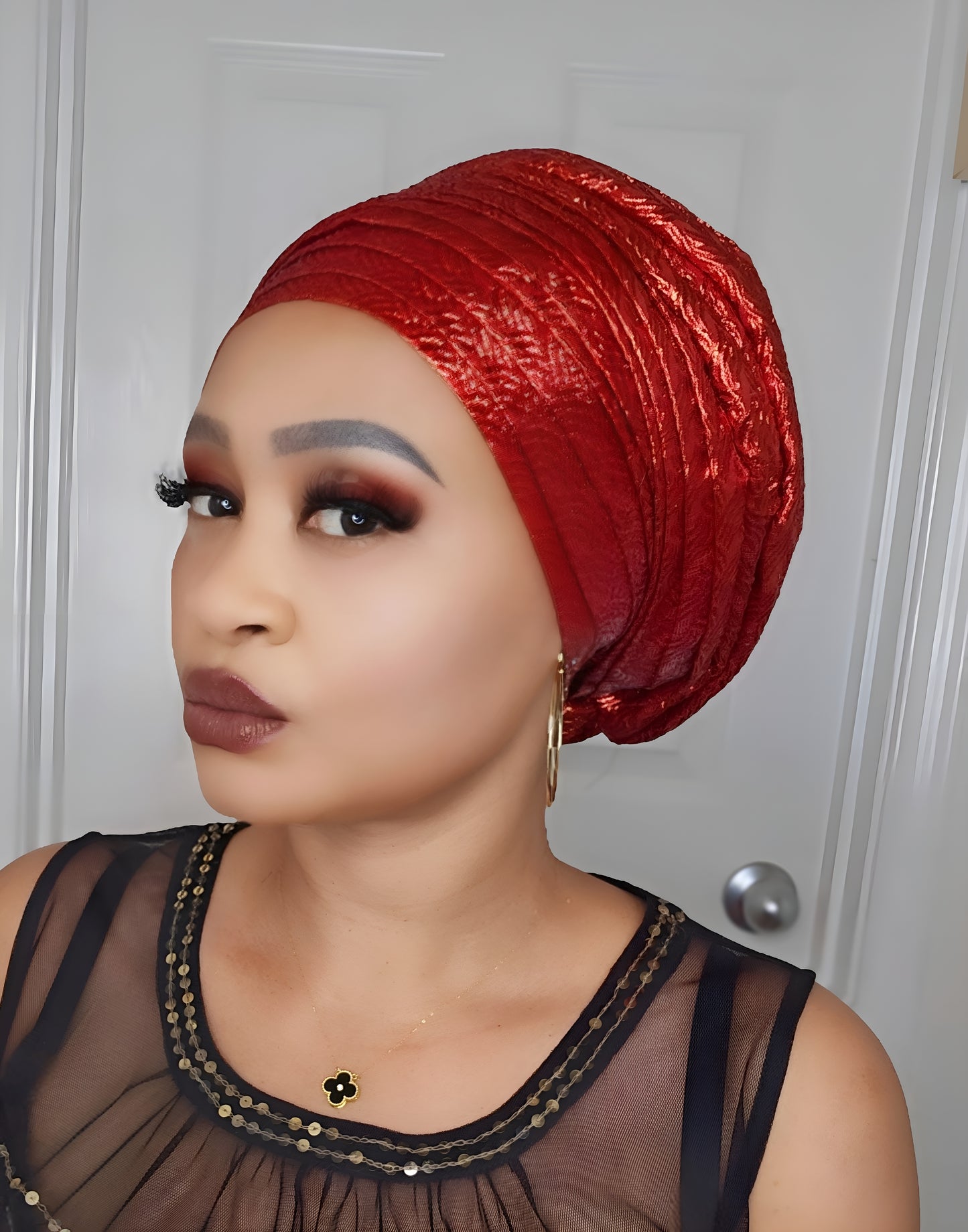 Rich Aunty Brocade Gele Cap Turban