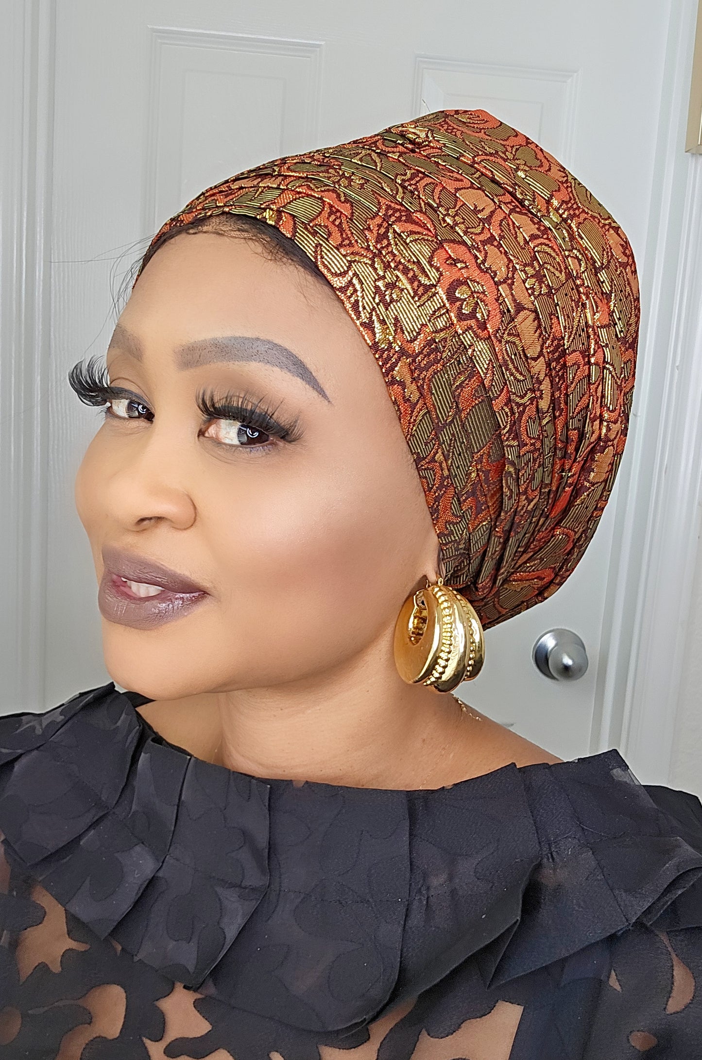 Rich Aunty Brocade Gele Cap Turban