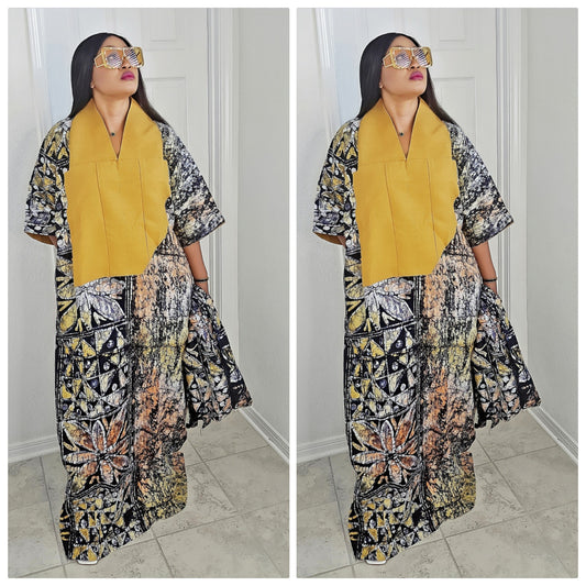 TARI BUBU – Aso-Oke Embroidered Bubu Boubou Kaftan Style with Matching Scarf