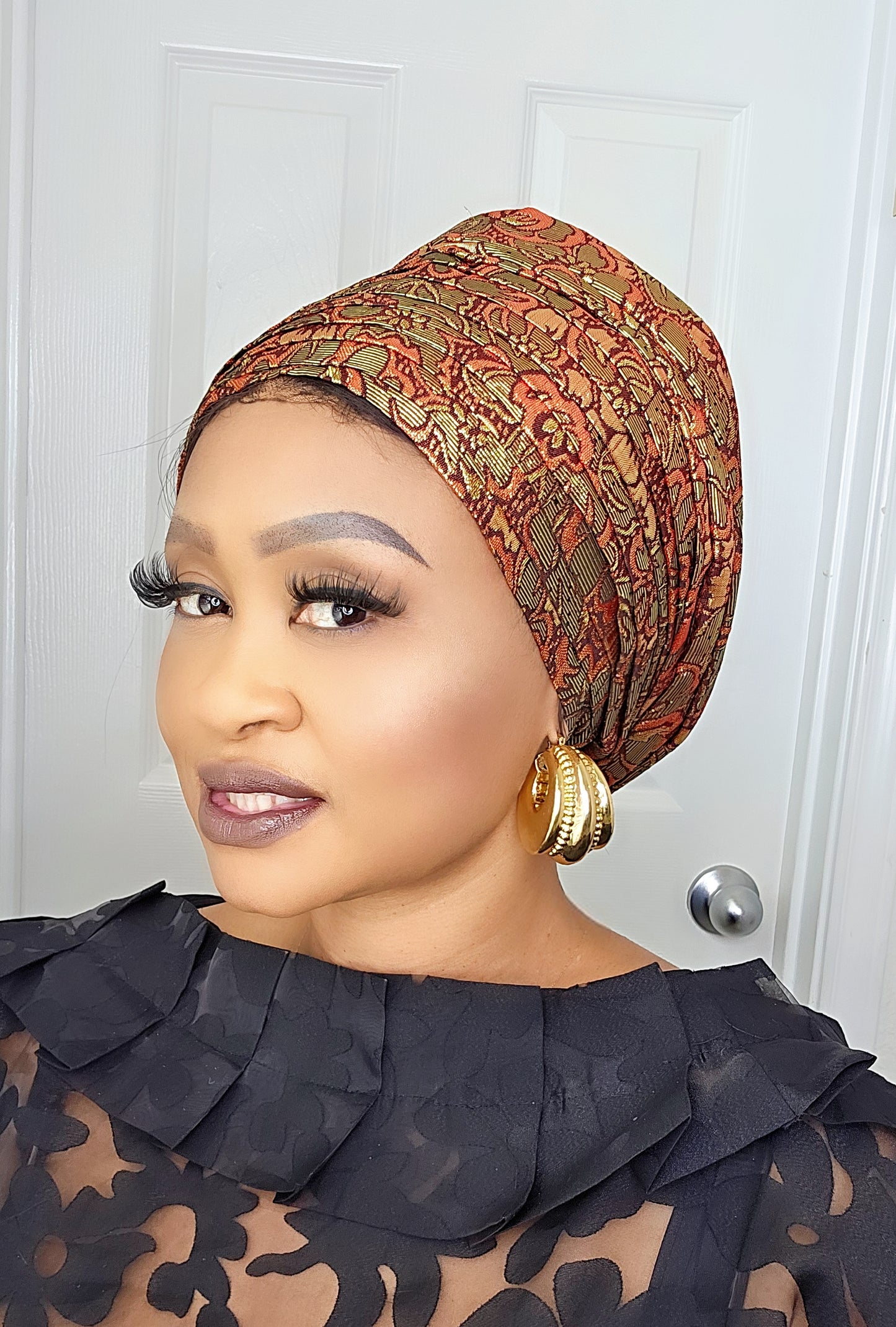 Rich Aunty Brocade Gele Cap Turban