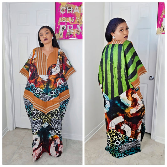 OBIM Patches Bubu Dress With Aso-Oke