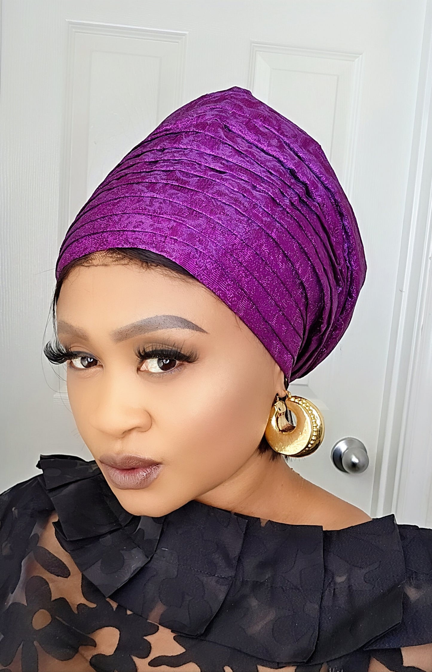 Rich Aunty Brocade Gele Cap Turban