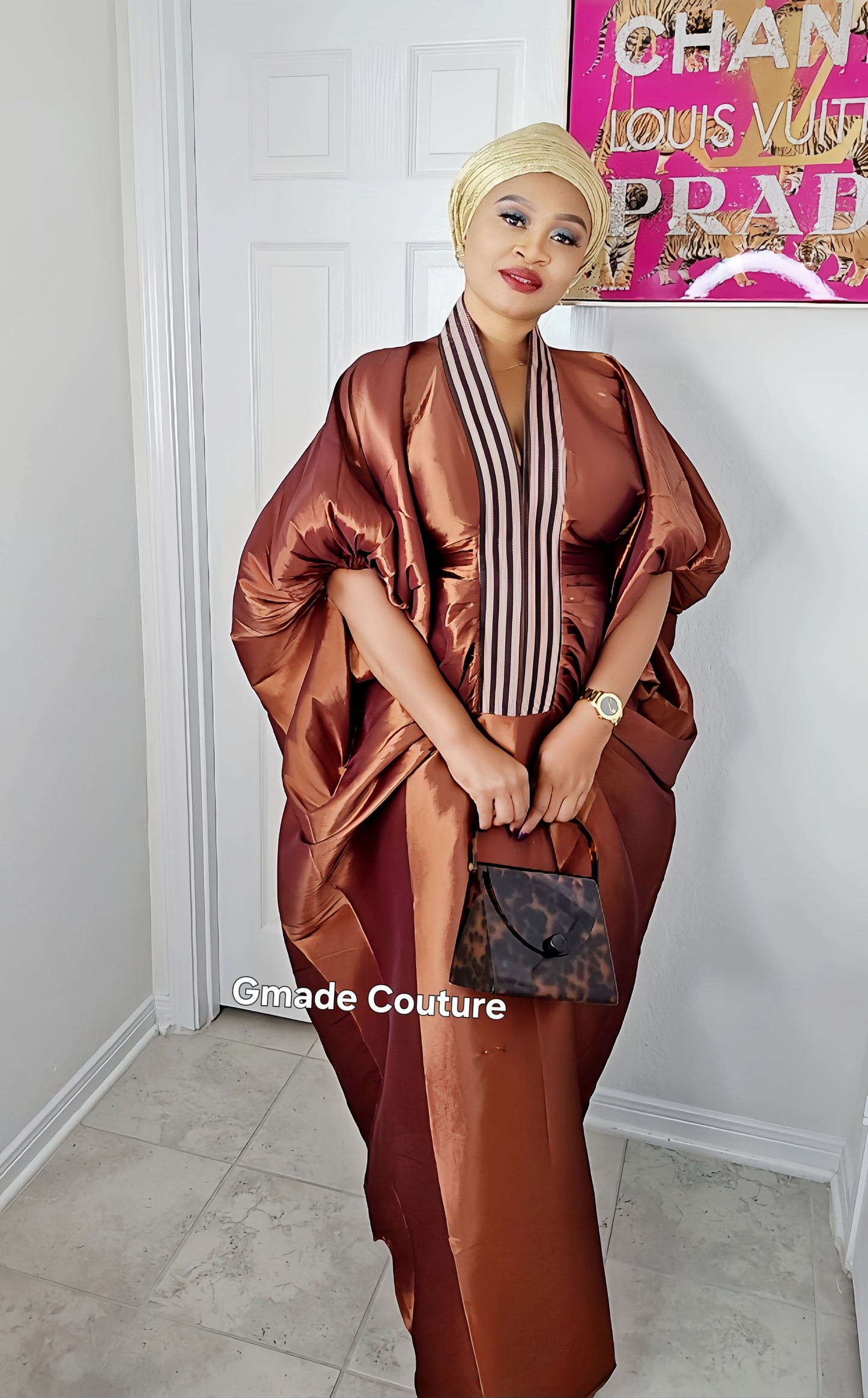 Zara Rich Aunty Bubu Dress With Aso-Oke Neckline