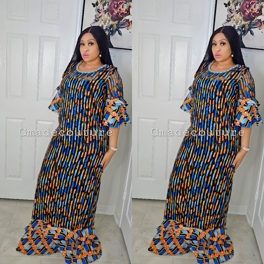 May Ankara + Stretchy Organza Million Stones Kaftan 1 ( Exclusive GLITTER )