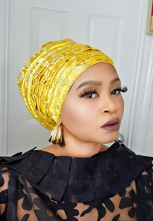 Rich Aunty Brocade Gele Cap Turban