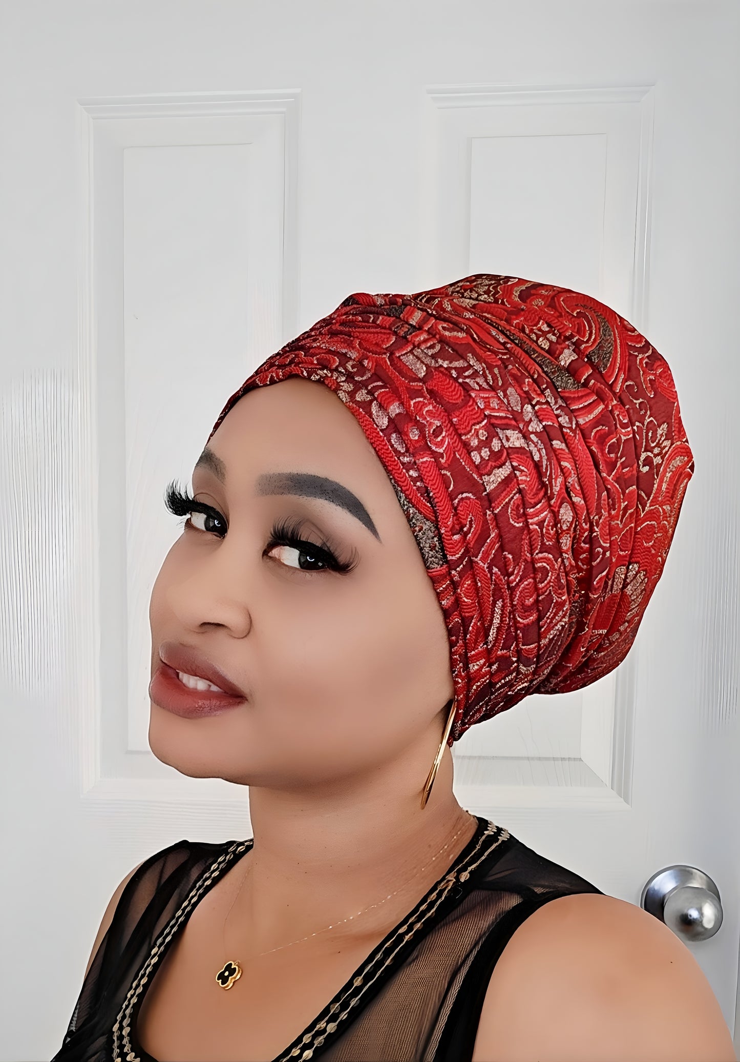 Rich Aunty Brocade Gele Cap Turban