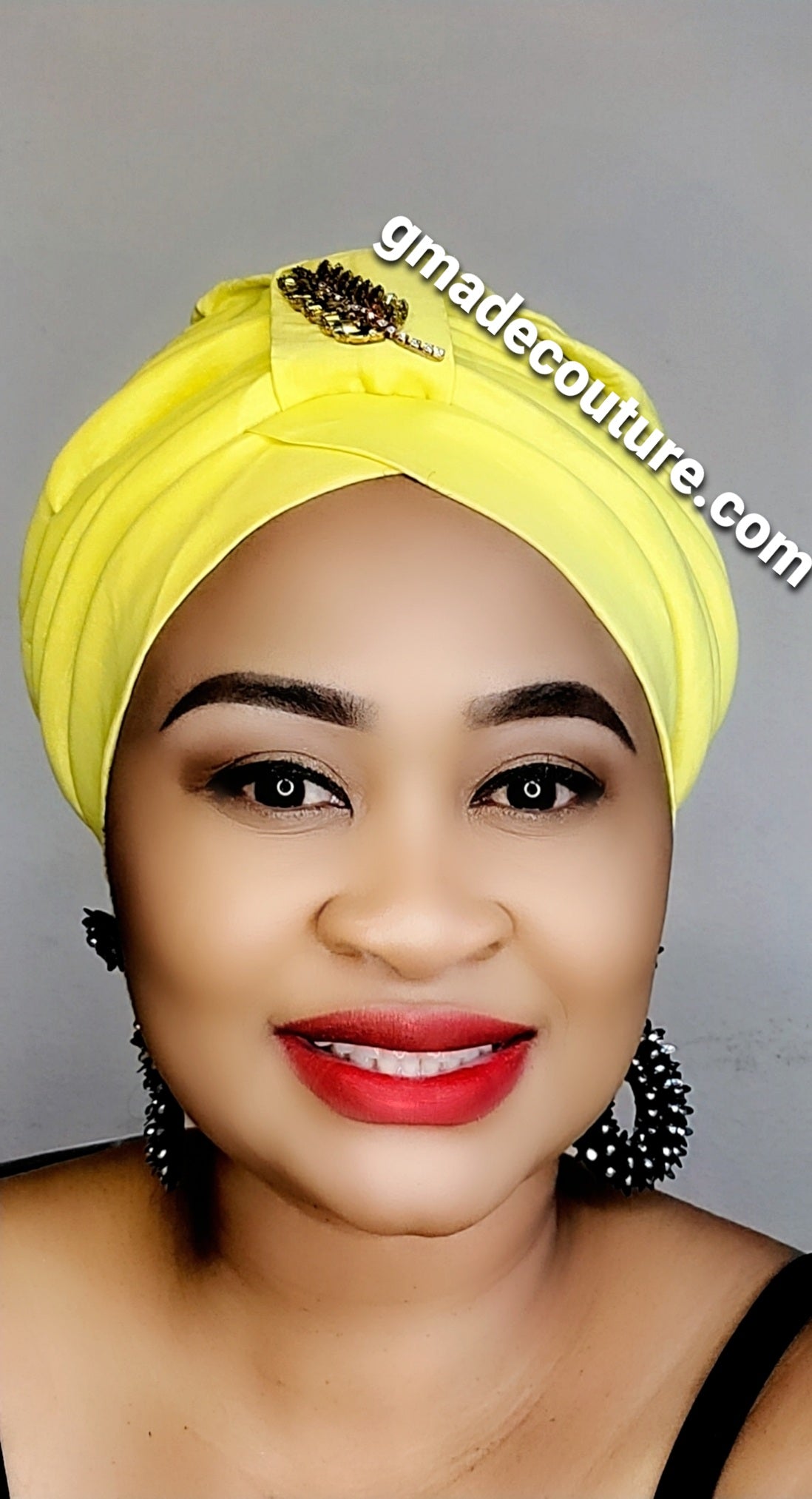 READY TO WEAR TAFETTA TURBAN CAP WITH SIDE LEAF UPDO - 2