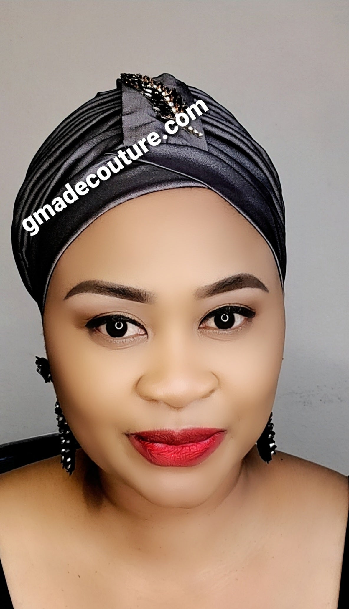 READY TO WEAR TAFETTA TURBAN CAP WITH SIDE LEAF UPDO -10