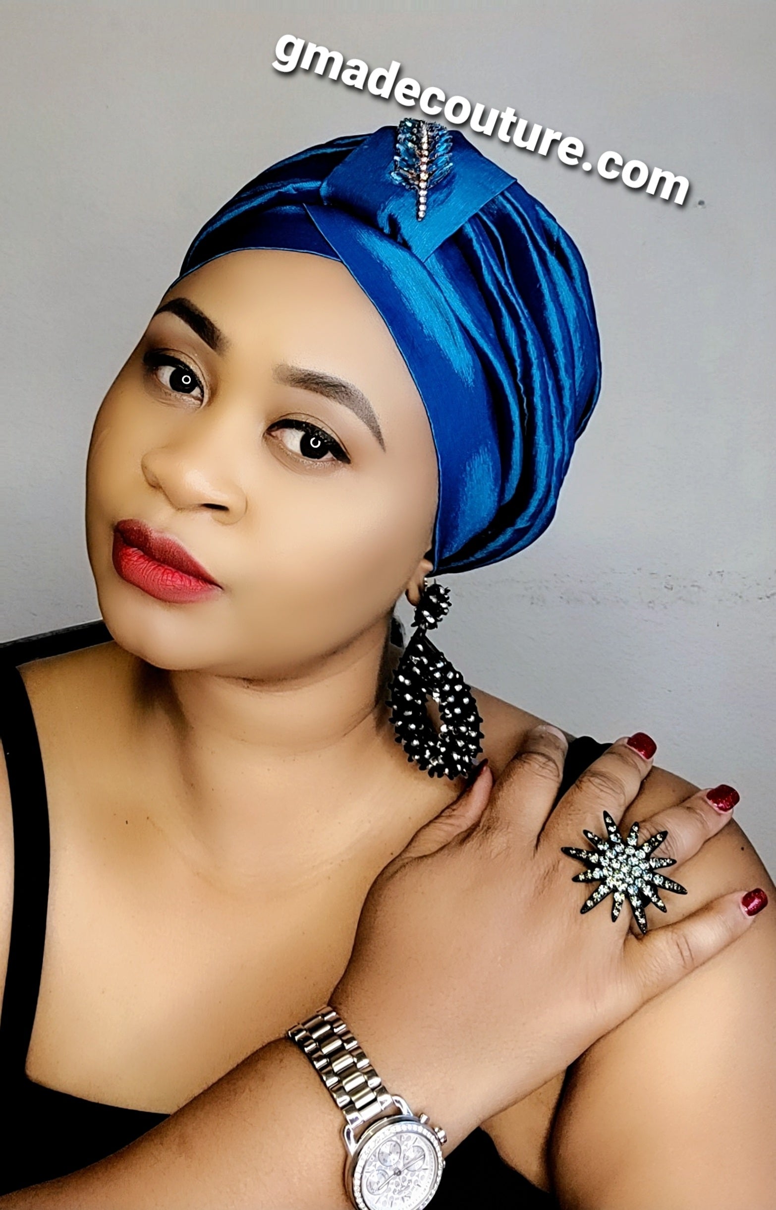 Tasha Ready to wear Turban with up-do Rhinestones 26