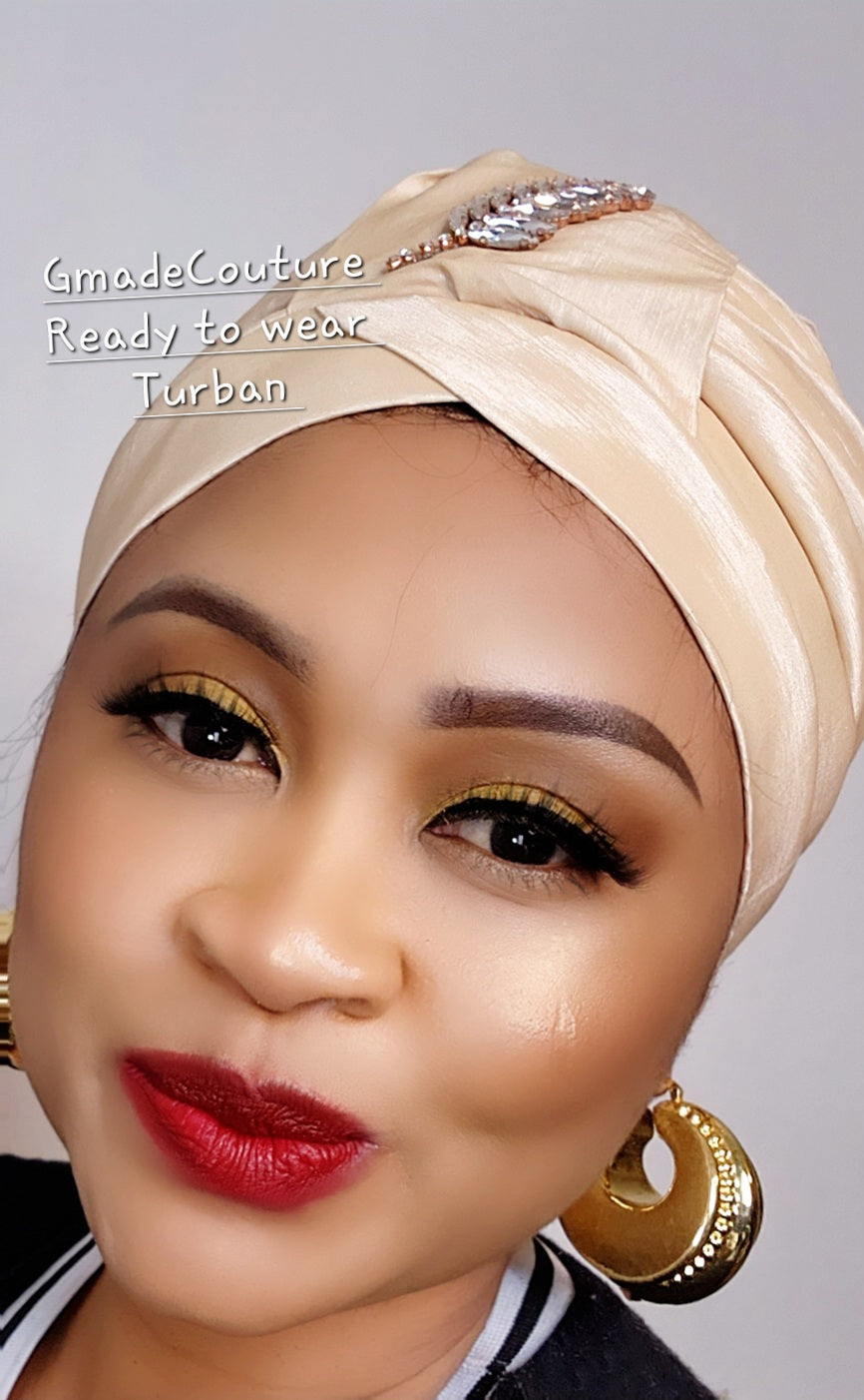 Tasha Ready to wear Turban with up-do Rhinestones 22